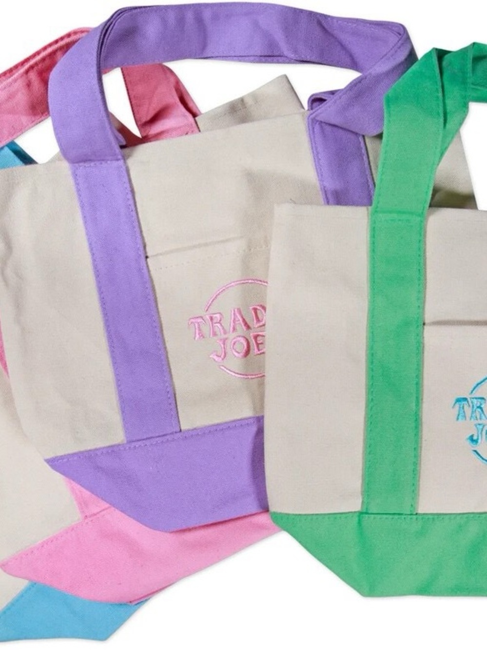 Trader Joe’s Pastel Mini Canvas Tote Bags Set of 4 Easter 2026 NWT